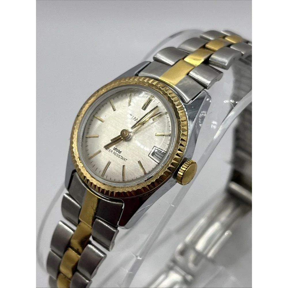Timex 1980s Women's Two Tone Mechanical‎ Watch 6.75
